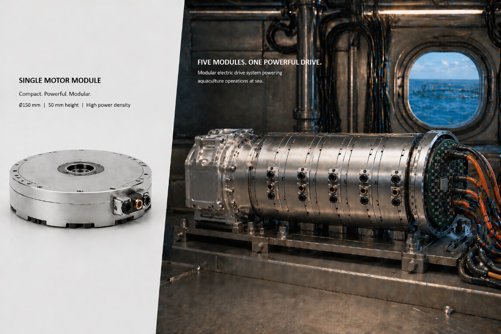 MODYFLEX multi-module drive assembly shown in marine deployment context